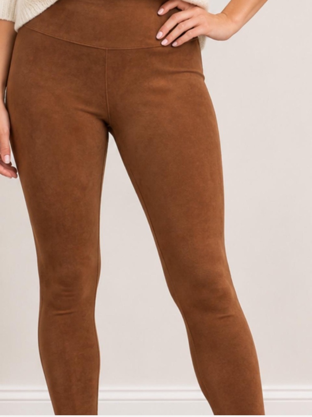 Soft Surroundings High-Rise Faux Suede Leggings in Brown